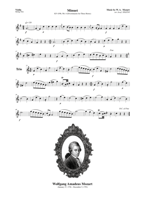 Menuet (from Divertimento for Three Horns) (arr. Josef STASTNY)