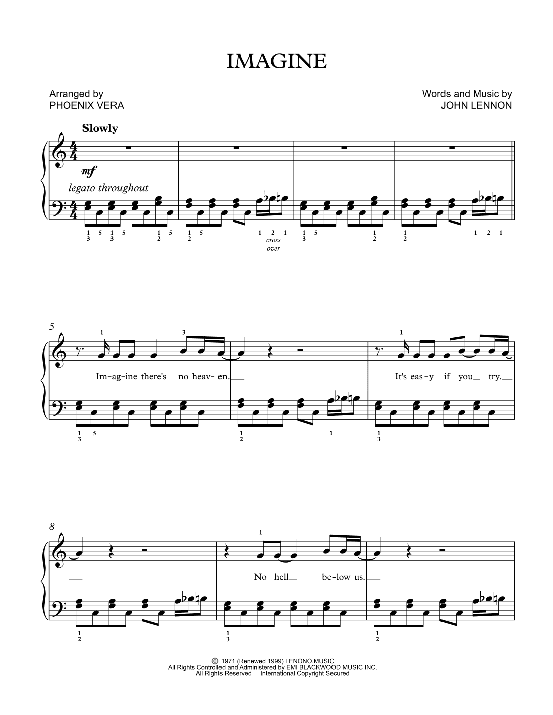Imagine (arr. Phoenix [The Tattooed Piano Teacher])