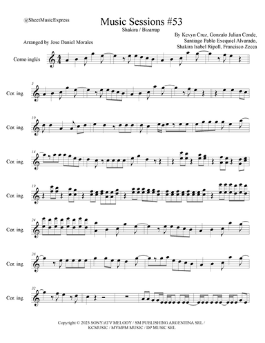 Shakira: Bzrp Music Sessions Vol. 53 (arr. Sheet Music Express)