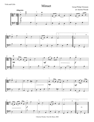Minuet for Viola and Cello by Telemann (arr. Katrina Wreede)