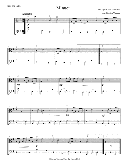 Minuet for Viola and Cello by Telemann (arr. Katrina Wreede)