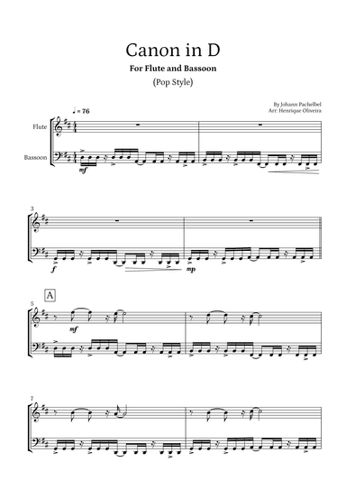 Canon in D (Pop Style) - For Flute and Bassoon (arr. Henrique Oliveira)