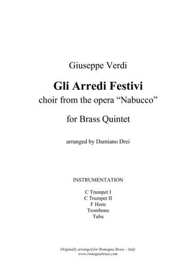 Gli Arredi Festivi from Nabucco - for Brass Quintet (arr. Damiano Drei)