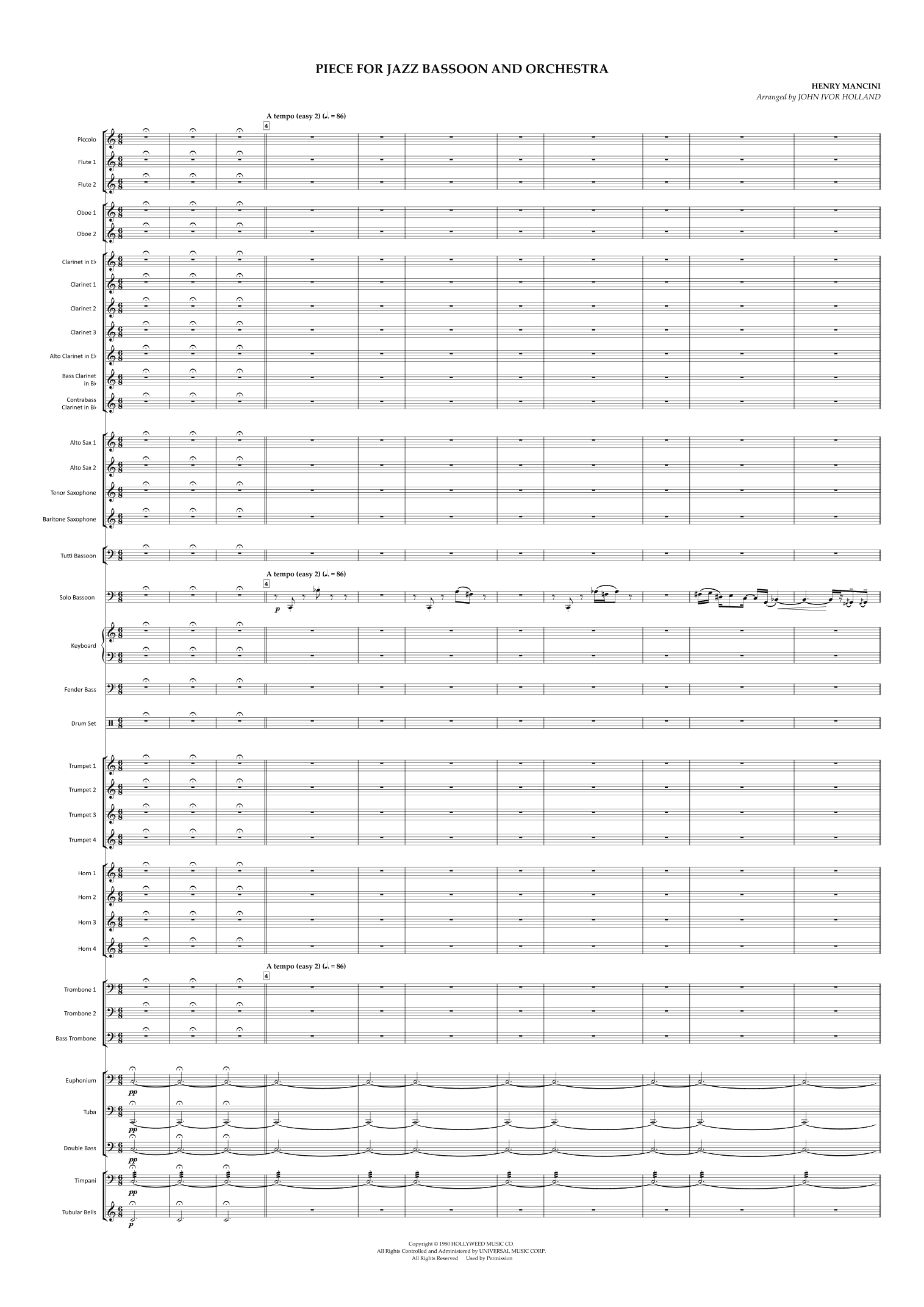 Piece For Jazz Bassoon And Orchestra (arr. John Ivor Holland)