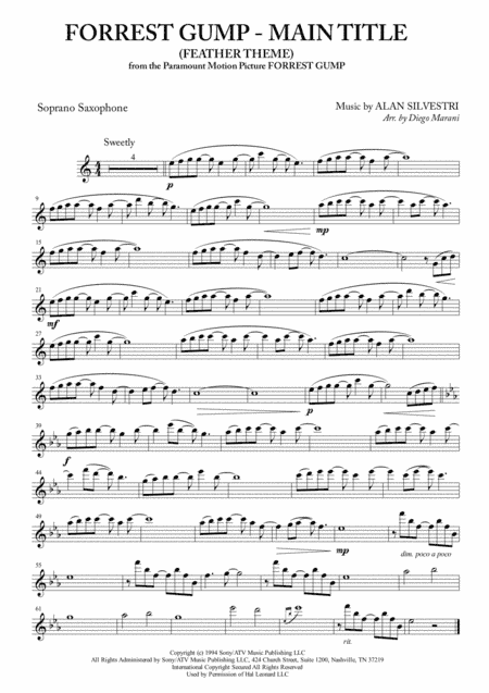 Forrest Gump - Main Title (Feather Theme)  from the Paramount Motion Picture FORREST GUMP (arr. Diego Marani)