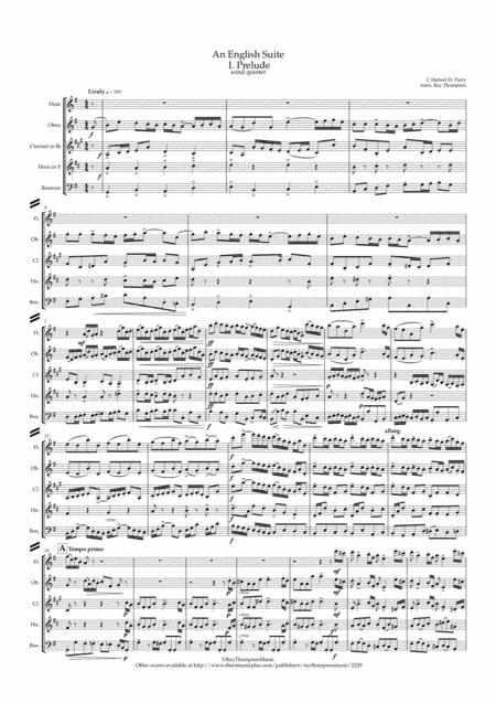 Parry: An English Suite (Complete) - wind quintet (arr. Ray Thompson)