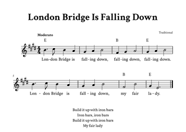 London Bridge Is Falling Down - Lead Sheet (E Major) (arr. Yuri Noronha)