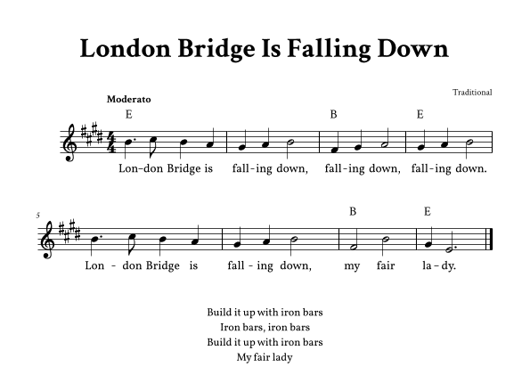 London Bridge Is Falling Down - Lead Sheet (E Major) (arr. Yuri Noronha)