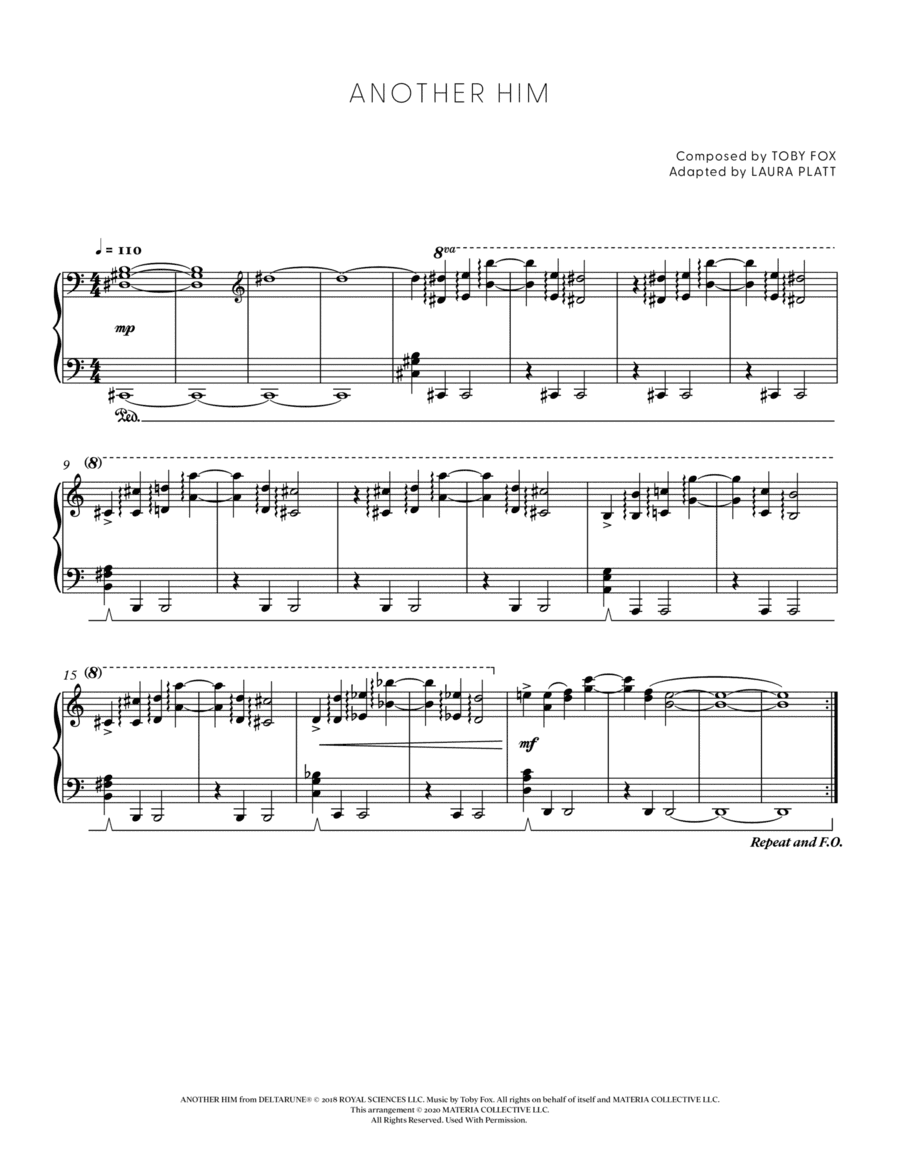 ANOTHER HIM (DELTARUNE - Piano Sheet Music)