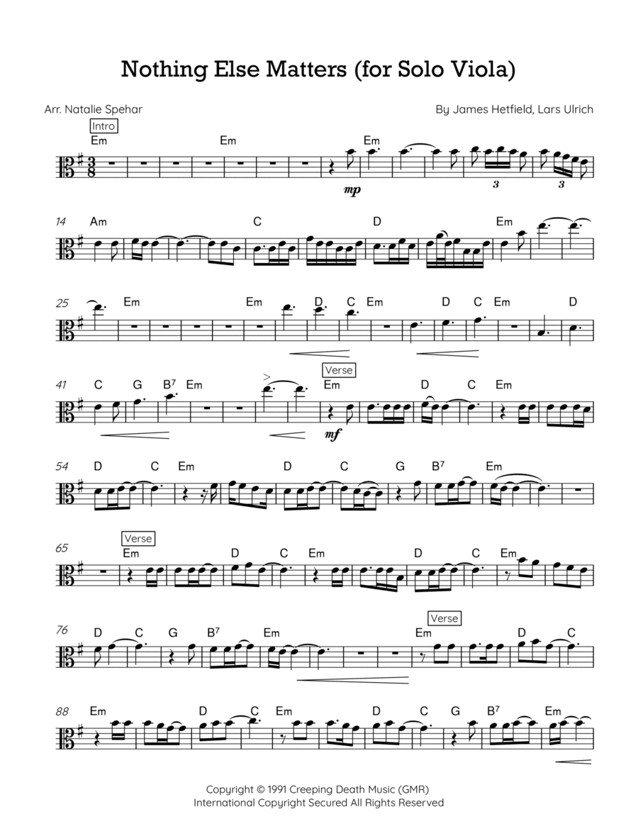 Nothing Else Matters (arr. Natalie Spehar)