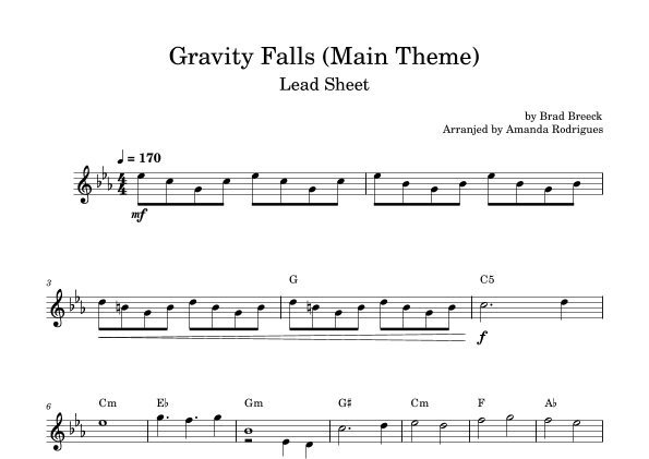 Gravity Falls (main Theme) (arr. Amanda Rodrigues)