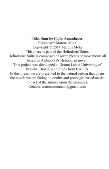 Sunrise Calls. First Movement of Orchestral Suite 'Heliodorus'.