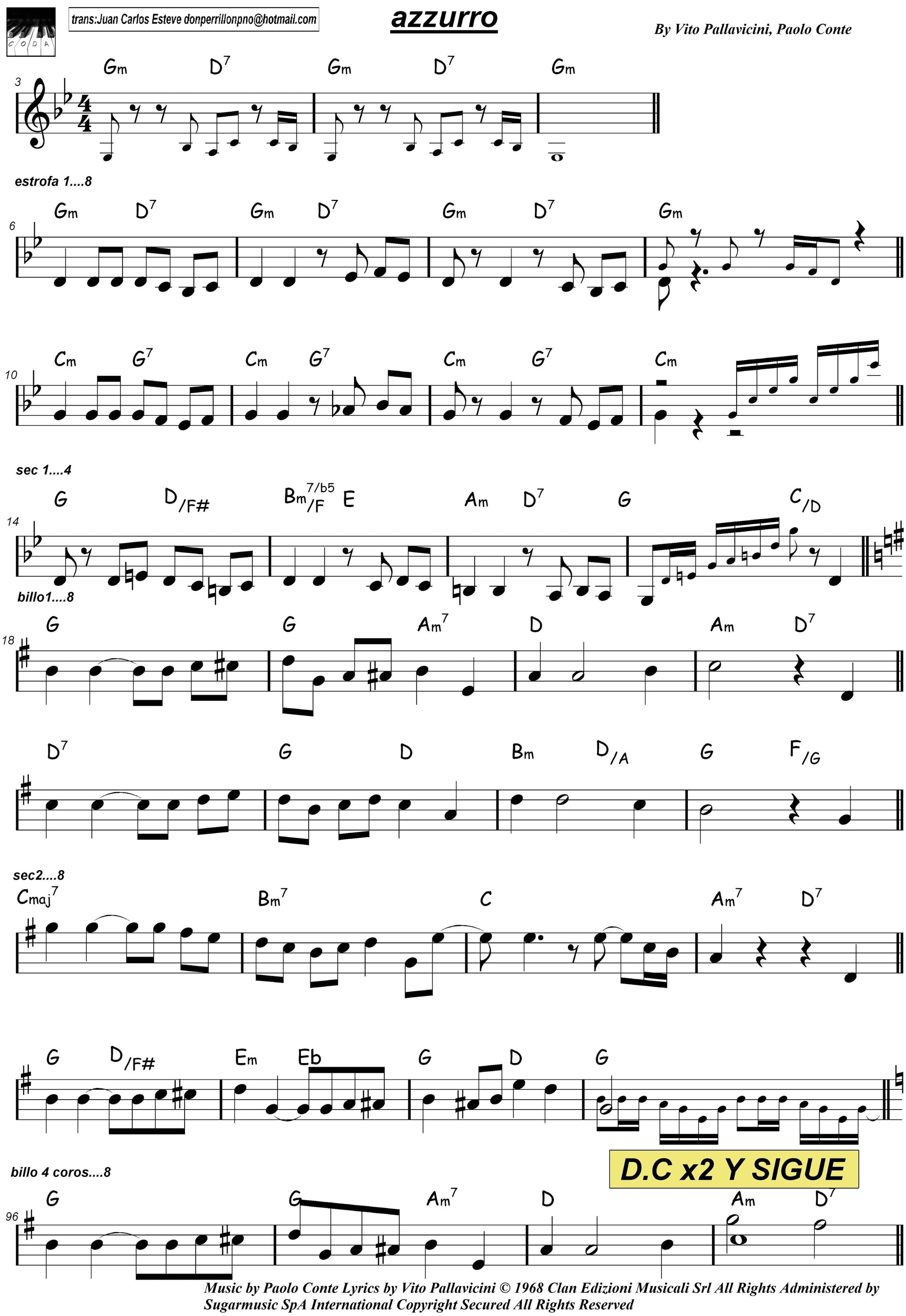 Azzurro (arr. juan carlos esteve / Gran Coda)