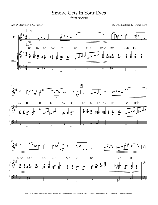 Smoke Gets In Your Eyes (arr. Debra E. Stempien, Gregory H. Turner)