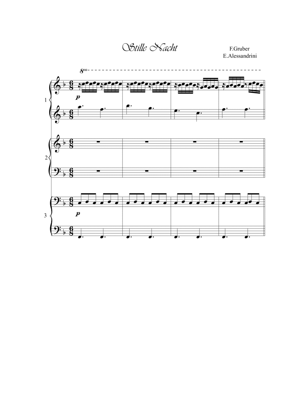 Stille Nacht. Piano 6 hands (arr. Ester Alessandrini)