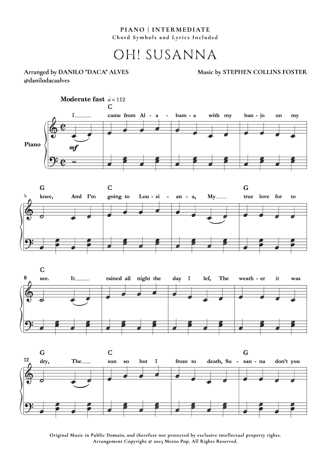 Oh! Susanna (arr. Danilo "Daca" Alves)