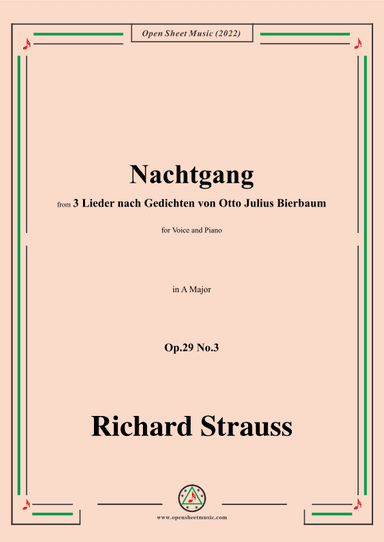 Richard Strauss-Nachtgang,in A Major,Op.29 No.3 (arr. OSM Press)