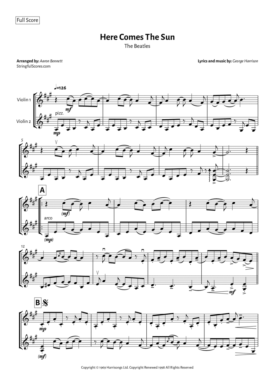 Here Comes The Sun (arr. Aaron Bennett)