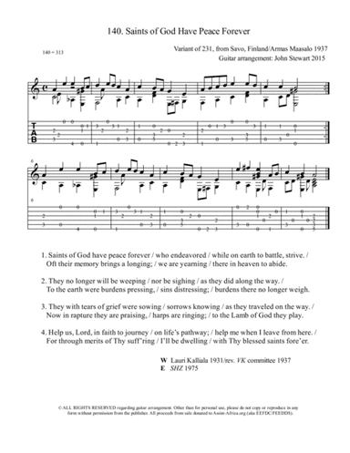140 Saints of God (arr. John Stewart 2015)