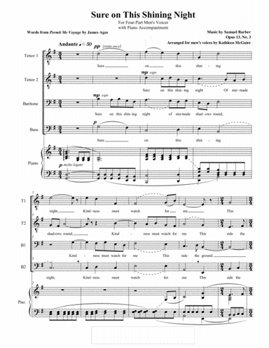 Sure On This Shining Night, Op. 13, No. 13 (arr. Kathleen McGuire)