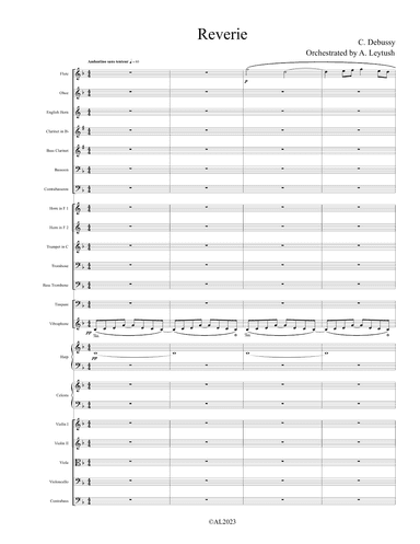 C. Debussy -  Reverie, orchestrated by A. Leytush - Score Only