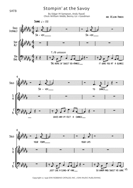 Stompin' At The Savoy "vocal" (arr. Réjean Marois)