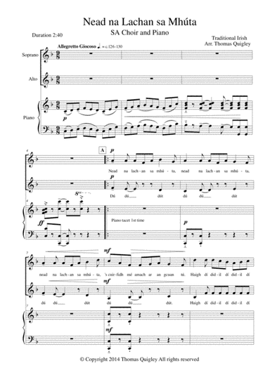 Nead na Lachan sa Mhúta (arr. Thomas Quigley)