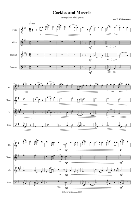 Cockles and Mussels for wind quartet (arr. David Warin Solomons)