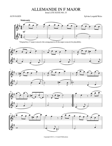 Allemande in F Major (from Lute Suite No. 33) (arr. Mark Phillips)
