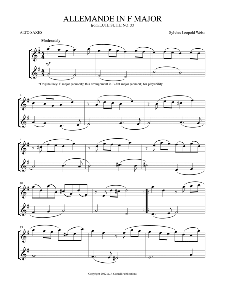 Allemande in F Major (from Lute Suite No. 33) (arr. Mark Phillips)