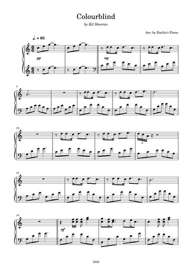 Colourblind (arr. Emilie's Piano)