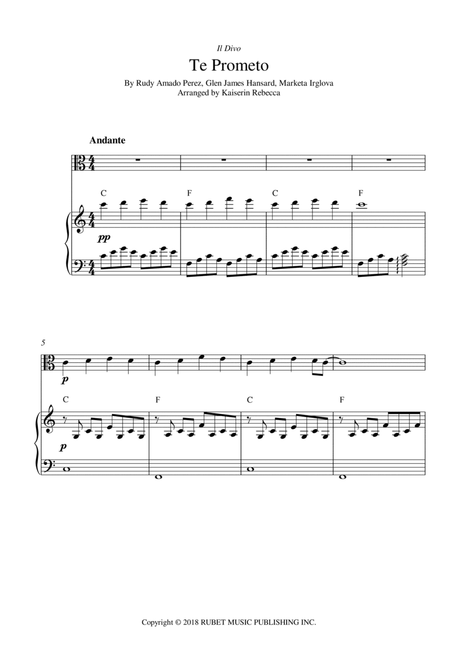 Te Prometo (falling Slowly) (arr. Kaiserin Rebecca)