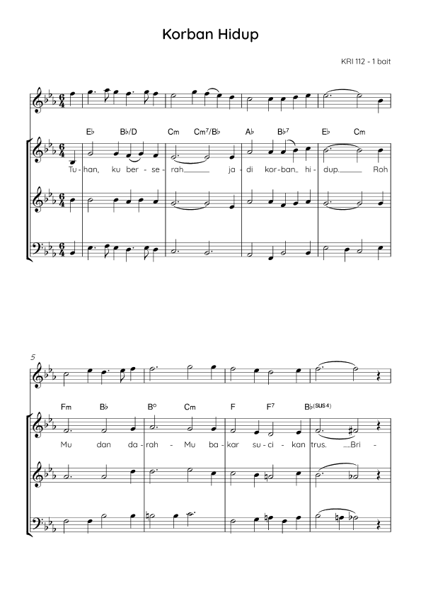 A Living Sacrifice / Korban Hidup - Score Only (arr. Angie Wiranata)