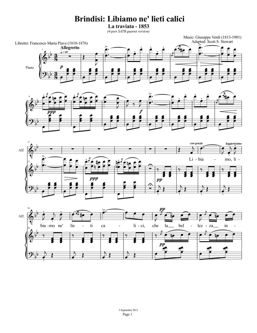 Libiamo ne' lieti calici, Brindisi (SATB) - La traviata (arr. Scott S. Stewart)