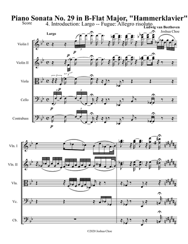 Hammerklavier Sonata, Movement 4 (arr. Joshua Choe)