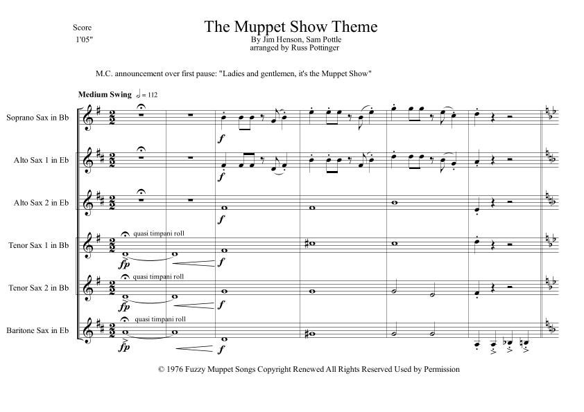 The Muppet Show Theme (arr. Russ Pottinger)