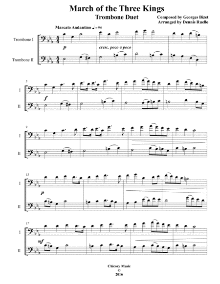 March of the Three Kings - Trombone Duet - Advanced Intermediate (arr. Dennis Ruello)