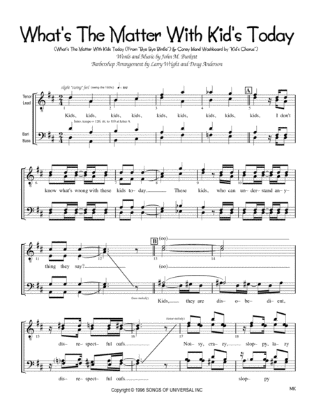 What's The Matter With Kids Today? (arr. Larry Wright)