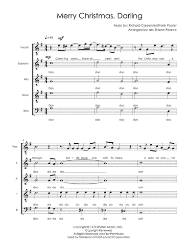 Merry Christmas, Darling (arr. Shawn Pearce)