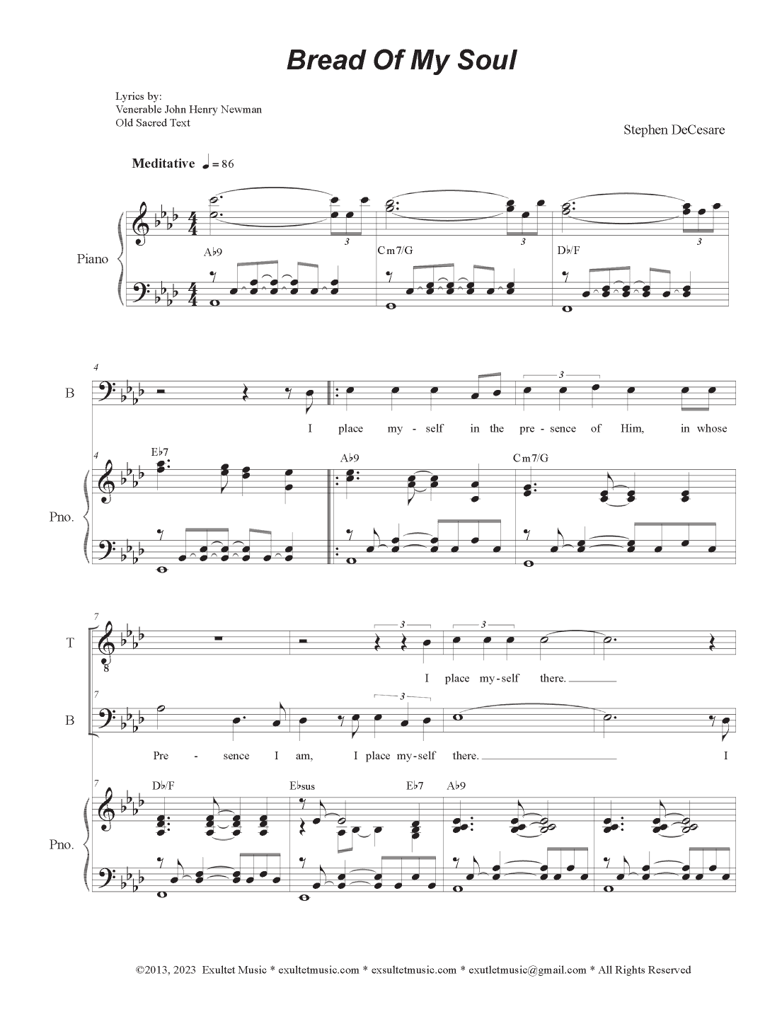 Bread Of My Soul (2-part choir - (TB)