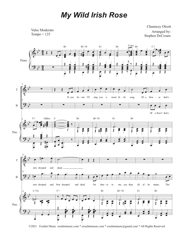 My Wild Irish Rose (Duet for Tenor and Bass solo) (arr. Stephen DeCesare)