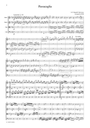 Handel/Halvolsen  Passacaglia, for string quartet, CH108 (arr. FCMUSIC)