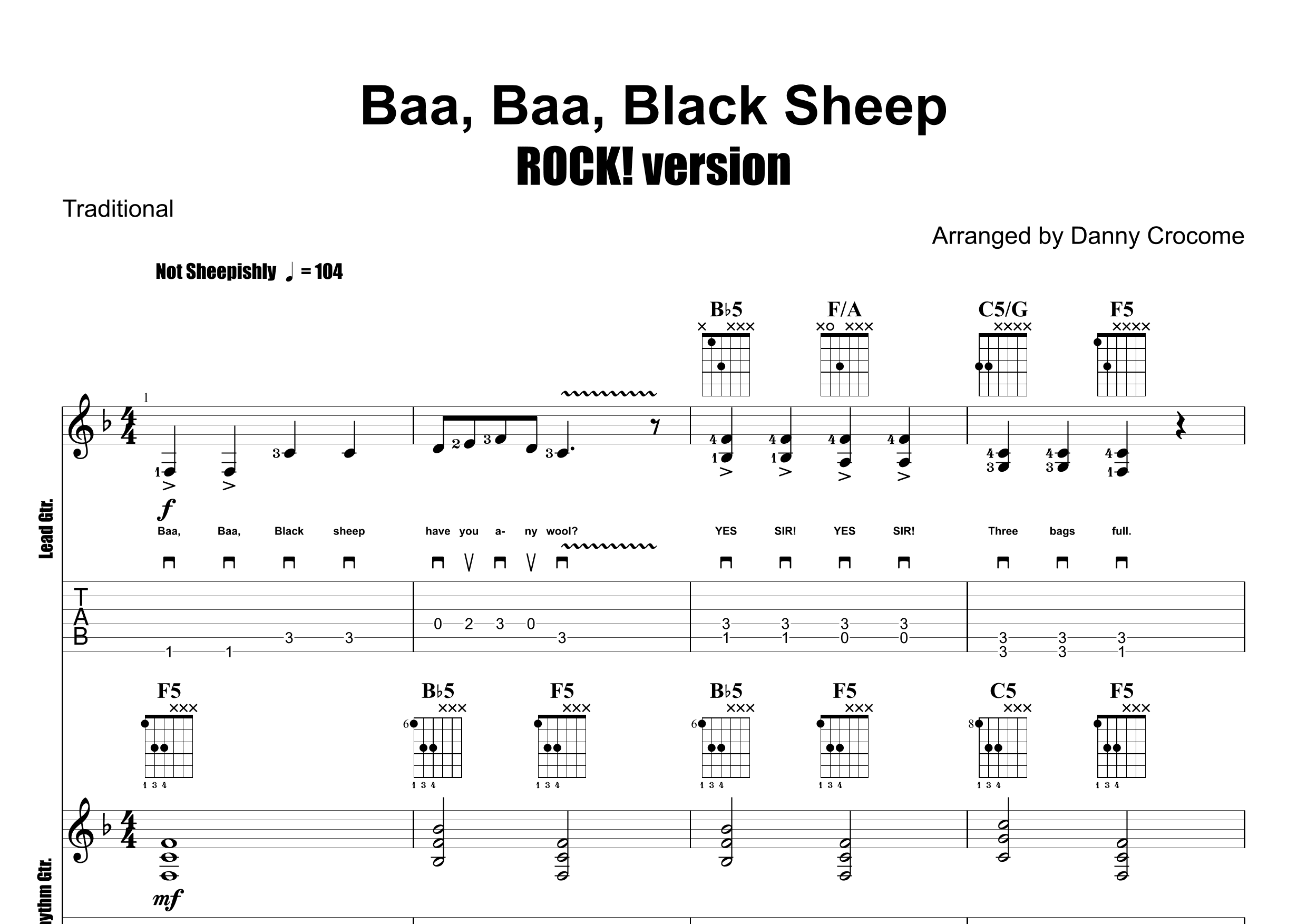 Baa, Baa, Black Sheep (ROCK! version) (arr. Danny Crocome)
