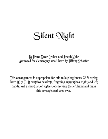 Silent Night for Elementary Small Harp (arr. Tiffany Schaefer)