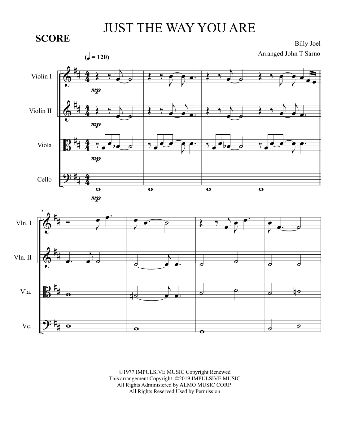 Just The Way You Are (arr. John T Sarno)