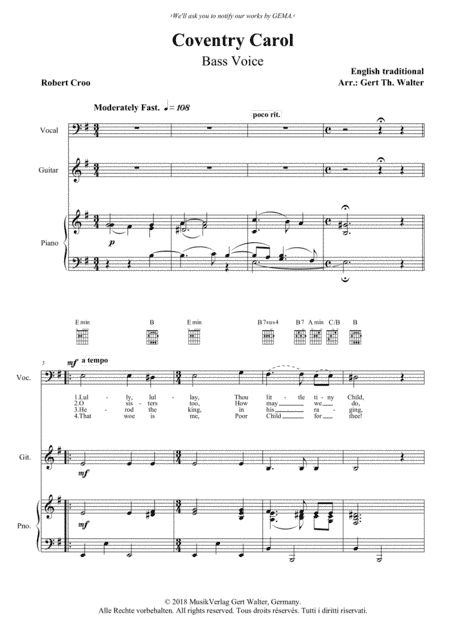 Coventry Carol (arr. Gert Th. Walter)