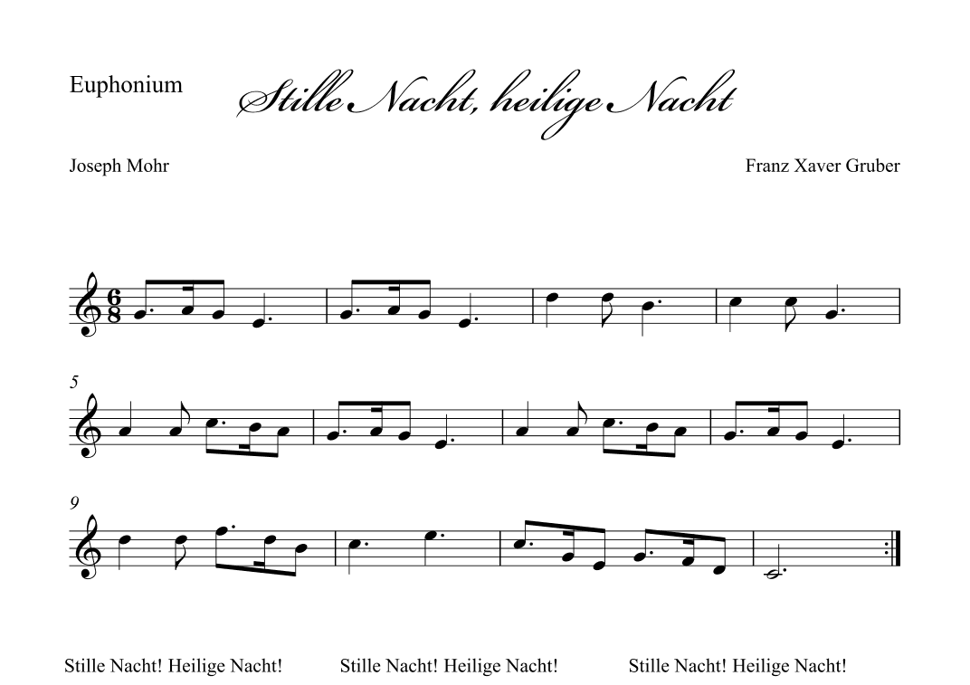 Stille Nacht (Holy Night) - Euphonium (arr. Albrecht Kuch-Weidenbrück)