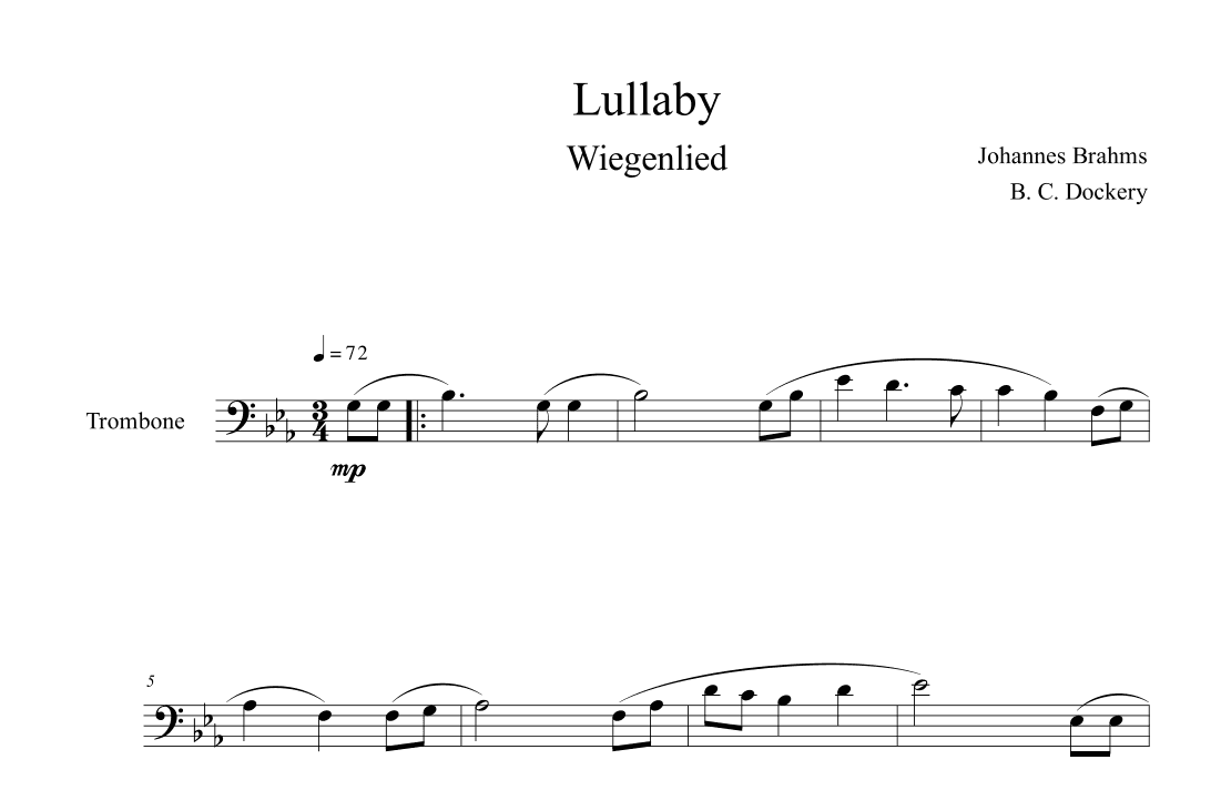 Brahms's Lullaby (Trombone Solo) (arr. B. C. Dockery)