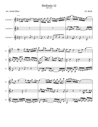 Sinfonia 12 (BWV 798) (arr. Asuka Elias)