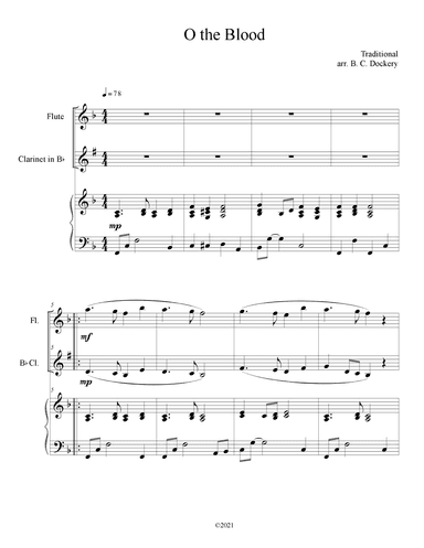 O The Blood (Flute and Clarinet Duet with Piano Accompaniment) (arr. B. C. Dockery)